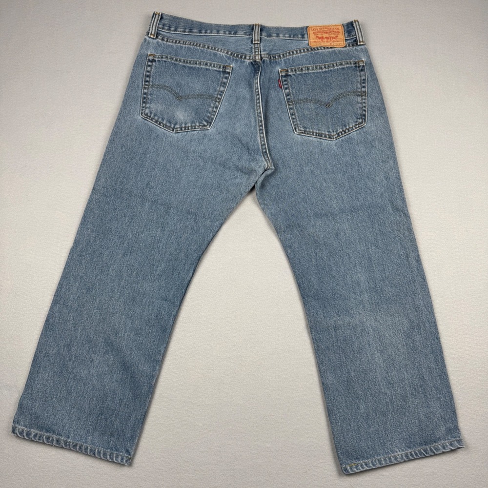 Levis 505 Regular Fit Jeans Mens 36x29 (36x25) Medium Wash Blue Straight Leg - Picture 2 of 12